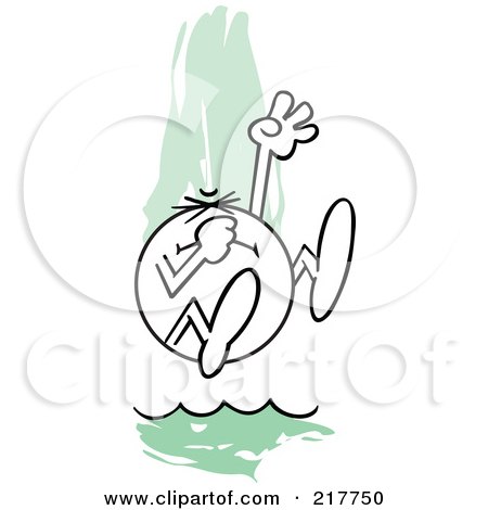 Royalty-Free (RF) Clipart Illustration of a Moodie Character Taking The Plunge by Johnny Sajem