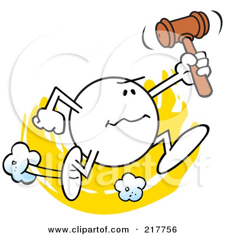 Royalty-Free (RF) Clipart Illustration of a Moodie Character Running With A Gavel by Johnny Sajem
