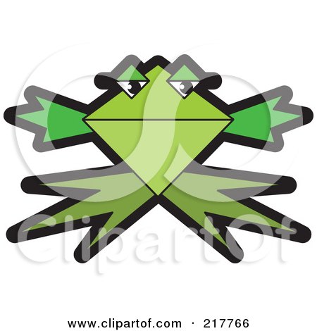 Royalty-Free (RF) Clipart Illustration of an Abstract Green Triangle Frog by Lal Perera