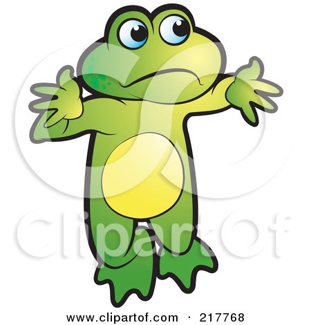 Royalty-Free (RF) Clipart Illustration of a Green Frog Shrugging by Lal Perera