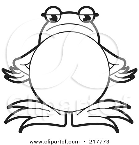 Royalty-Free (RF) Clipart Illustration of an Outlined Frog Standing With An Angry Expression by Lal Perera