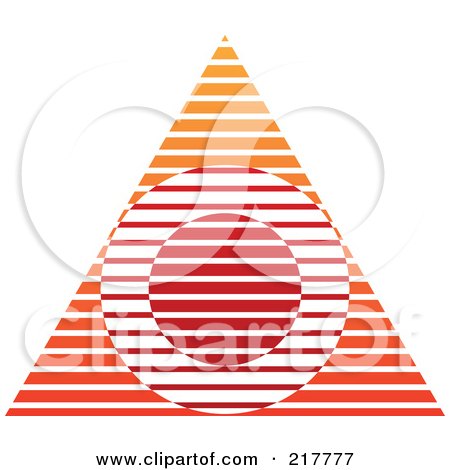 Royalty-Free (RF) Clipart Illustration of an Abstract Red And Orange Pyramid Or Triangle Icon With A Circle by cidepix