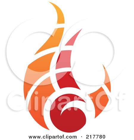 Royalty-Free (RF) Clipart Illustration of an Abstract Red And Orange Fire Logo Icon - 1 by cidepix
