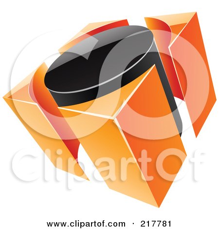Royalty-Free (RF) Clipart Illustration of an Abstract Orange And Black Circle And Guards Logo Icon by cidepix