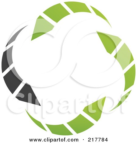 Royalty-Free (RF) Clipart Illustration of an Abstract Green And Black Circle Arrow Logo Icon by cidepix
