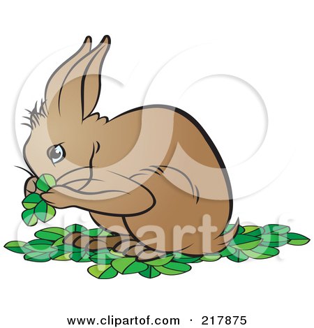 Royalty-Free (RF) Clipart Illustration of a Hare Eating Leaves by Lal Perera