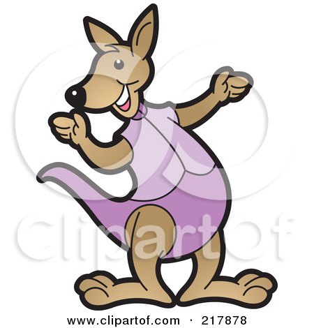 Royalty-Free (RF) Clipart Illustration of a Gesturing Kangaroo In Purple by Lal Perera