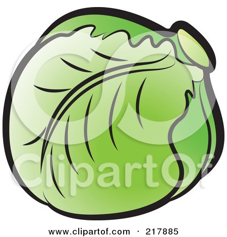 Royalty-Free (RF) Clipart Illustration of a Head Of Green Cabbage by Lal Perera