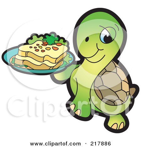 Royalty-Free (RF) Clipart Illustration of a Cute Tortoise Carrying A Bread Plate by Lal Perera