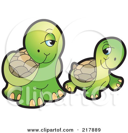 Royalty-Free (RF) Clipart Illustration of a Flirty Cute Tortoise Couple by Lal Perera