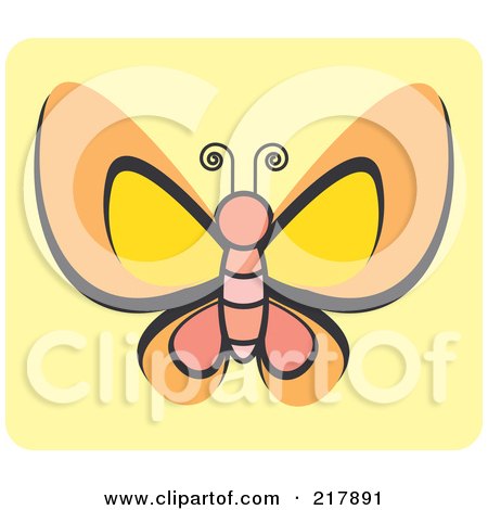 Royalty-Free (RF) Clipart Illustration of an Orange And Pink Butterfly by Lal Perera