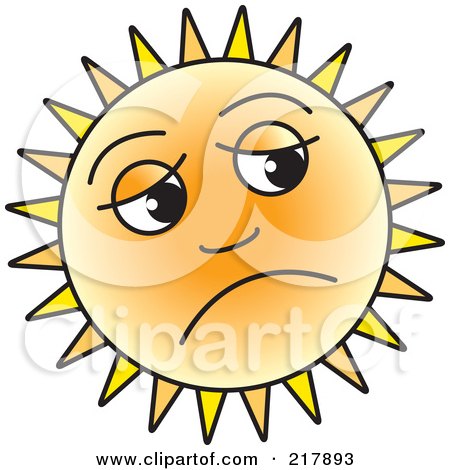 Royalty-Free (RF) Clipart Illustration of a Depressed Sun Face by Lal Perera