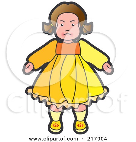 Royalty-Free (RF) Clipart Illustration of a Doll in a Yellow Dress by Lal Perera