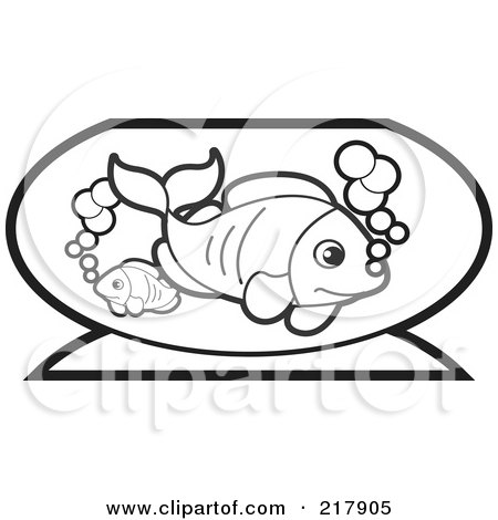 Royalty-Free (RF) Clipart Illustration of Black And White Fish In A Bowl by Lal Perera
