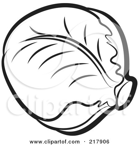 Royalty-Free (RF) Clipart Illustration of a Head Of Outlined Cabbage by Lal Perera