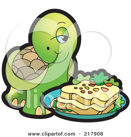 Royalty-Free (RF) Clipart Illustration of a Cute Tortoise With A Sandwich by Lal Perera