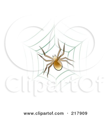 Royalty-Free (RF) Clipart Illustration of a Brown Spider On Web by Lal Perera
