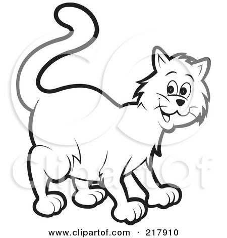 Royalty-Free (RF) Clipart Illustration of a Happy Outlined Cat by Lal Perera