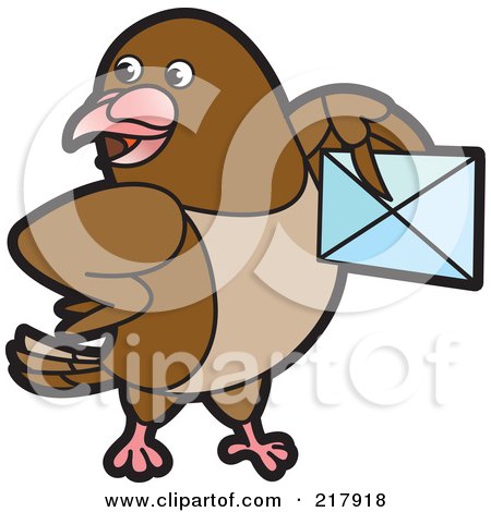 Royalty-Free (RF) Clipart Illustration of a Brown Pigeon Holding An Envelope by Lal Perera