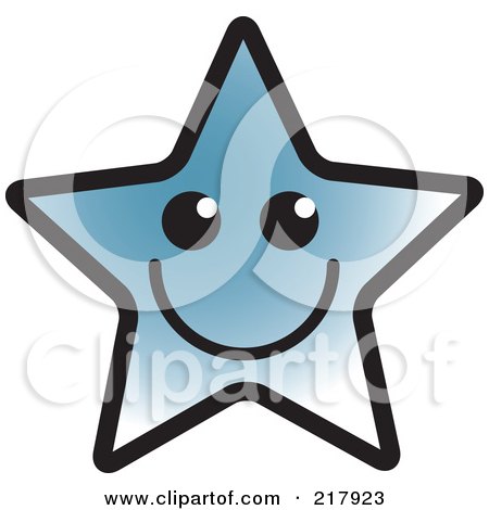 Royalty-Free (RF) Clipart Illustration of a Happy Blue Star by Lal Perera