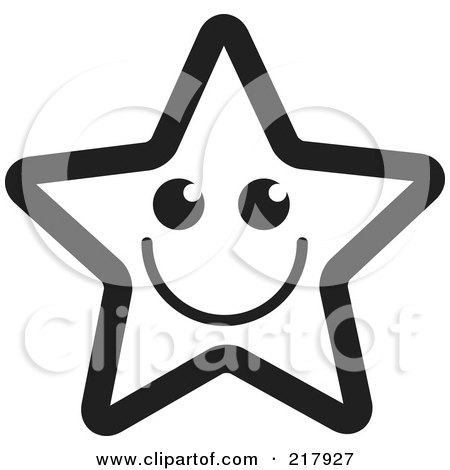 Royalty-Free (RF) Clipart Illustration of a Happy Outlined Star by Lal Perera