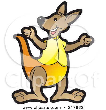 Royalty-Free (RF) Clipart Illustration of a Gesturing Kangaroo In Yellow by Lal Perera