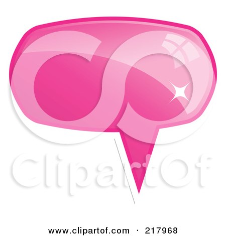 Royalty-Free (RF) Clipart Illustration of a Shiny Pink Word, Chat Or Speech Balloon Icon by KJ Pargeter