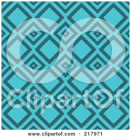 Royalty-Free (RF) Clipart Illustration of a Retro Turquoise Diamond Pattern Background by KJ Pargeter