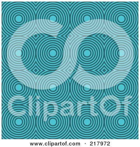 Royalty-Free (RF) Clipart Illustration of a Retro Turquoise Circle Pattern Background by KJ Pargeter
