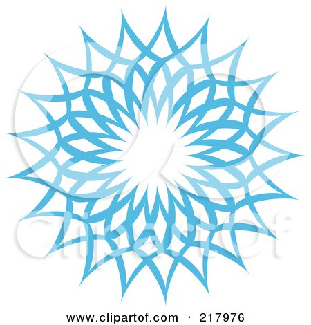 Royalty-Free (RF) Clipart Illustration of a Beautiful Ornate Blue Icy Snowflake Design Element - 5 by KJ Pargeter