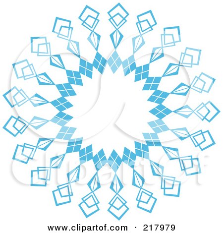 Royalty-Free (RF) Clipart Illustration of a Beautiful Ornate Blue Icy Snowflake Design Element - 1 by KJ Pargeter