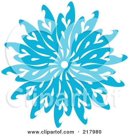 Royalty-Free (RF) Clipart Illustration of a Beautiful Ornate Blue Icy Snowflake Design Element - 7 by KJ Pargeter