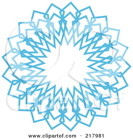 Royalty-Free (RF) Clipart Illustration of a Beautiful Ornate Blue Icy Snowflake Design Element - 3 by KJ Pargeter