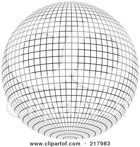 Royalty-Free (RF) Clipart Illustration of a Black And White Wire Frame Sphere Design Element - 2 by KJ Pargeter