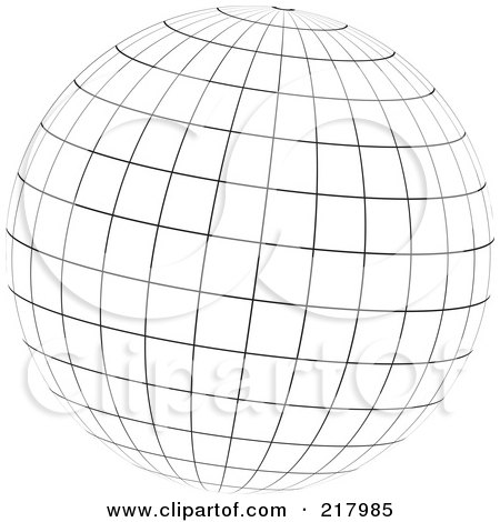 Royalty-Free (RF) Clipart Illustration of a Black And White Wire Frame Sphere Design Element - 4 by KJ Pargeter