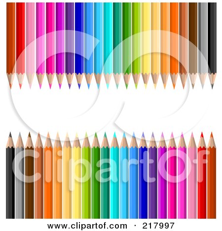 Royalty-Free (RF) Clipart Illustration of a White Bar Framed By Colorful Pencils by KJ Pargeter