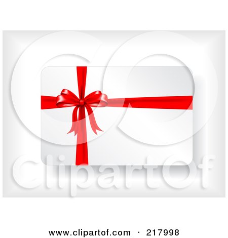 Royalty-Free (RF) Clipart Illustration of a Gift Card With A Red Ribbon And Bow by KJ Pargeter