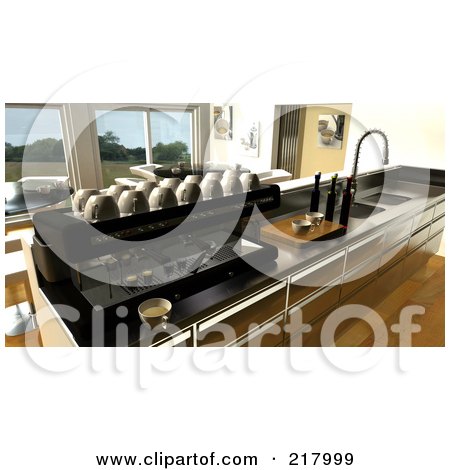 Royalty-Free (RF) Clipart Illustration of a 3d Cafe Bar Interior Behind The Counter by KJ Pargeter