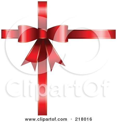 Royalty-Free (RF) Clipart Illustration of a 3d Shiny Red Gift Bow And Ribbon by KJ Pargeter