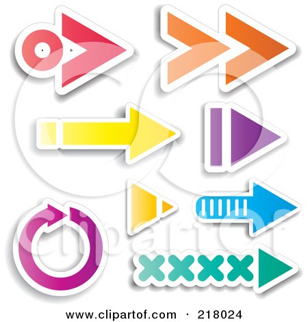Royalty-Free (RF) Clipart Illustration of a Digital Collage Of Colorful Arrow Design Elements by KJ Pargeter