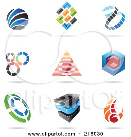 Royalty-Free (RF) Clipart Illustration of a Digital Collage Of Abstract Logo Icons With Shadows - 11 by cidepix