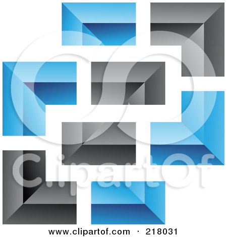 Royalty-Free (RF) Clipart Illustration of an Abstract Blue And Black Wall Logo Icon - 8 by cidepix