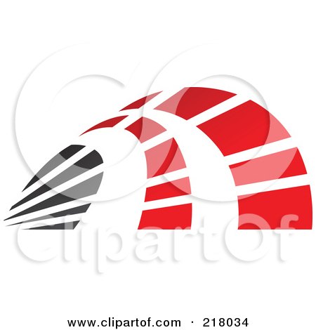 Royalty-Free (RF) Clipart Illustration of an Abstract Red And Black Curve Logo Icon by cidepix