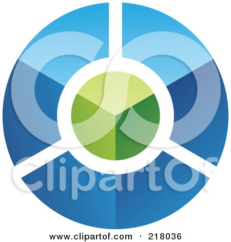 Royalty-Free (RF) Clipart Illustration of an Abstract 3d Blue Circle With A Green Top Logo Icon by cidepix