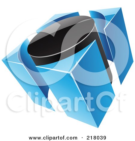 Royalty-Free (RF) Clipart Illustration of an Abstract Blue And Black Circle And Guards Logo Icon by cidepix