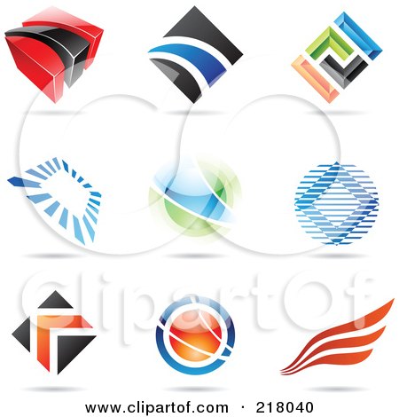 Royalty-Free (RF) Clipart Illustration of a Digital Collage Of Abstract Logo Icons With Shadows - 1 by cidepix