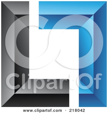 Royalty-Free (RF) Clipart Illustration of an Abstract Blue And Black Wall Logo Icon - 5 by cidepix