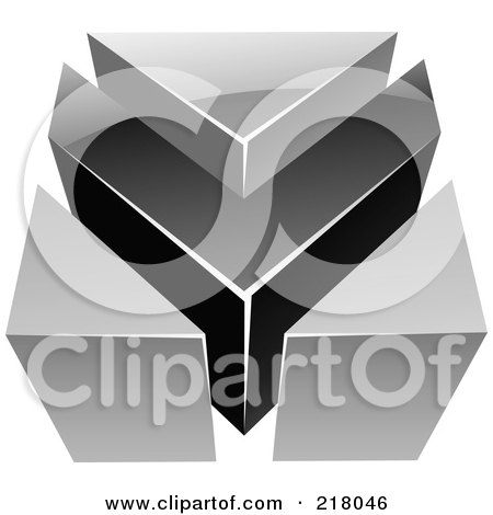 Royalty-Free (RF) Clipart Illustration of an Abstract Gray And Black V Or Arrow Logo Icon by cidepix