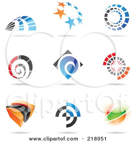 Royalty-Free (RF) Clipart Illustration of a Digital Collage Of Abstract Logo Icons With Shadows - 19 by cidepix
