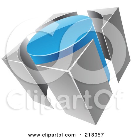 Royalty-Free (RF) Clipart Illustration of an Abstract Blue And Gray Circle And Guards Logo Icon by cidepix